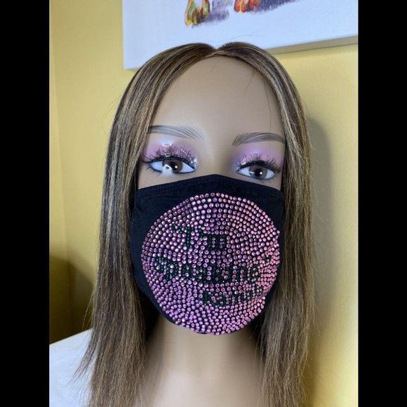 Kamala Harris I'm Speaking Bling Face Mask Pink - Picture 2 of 11